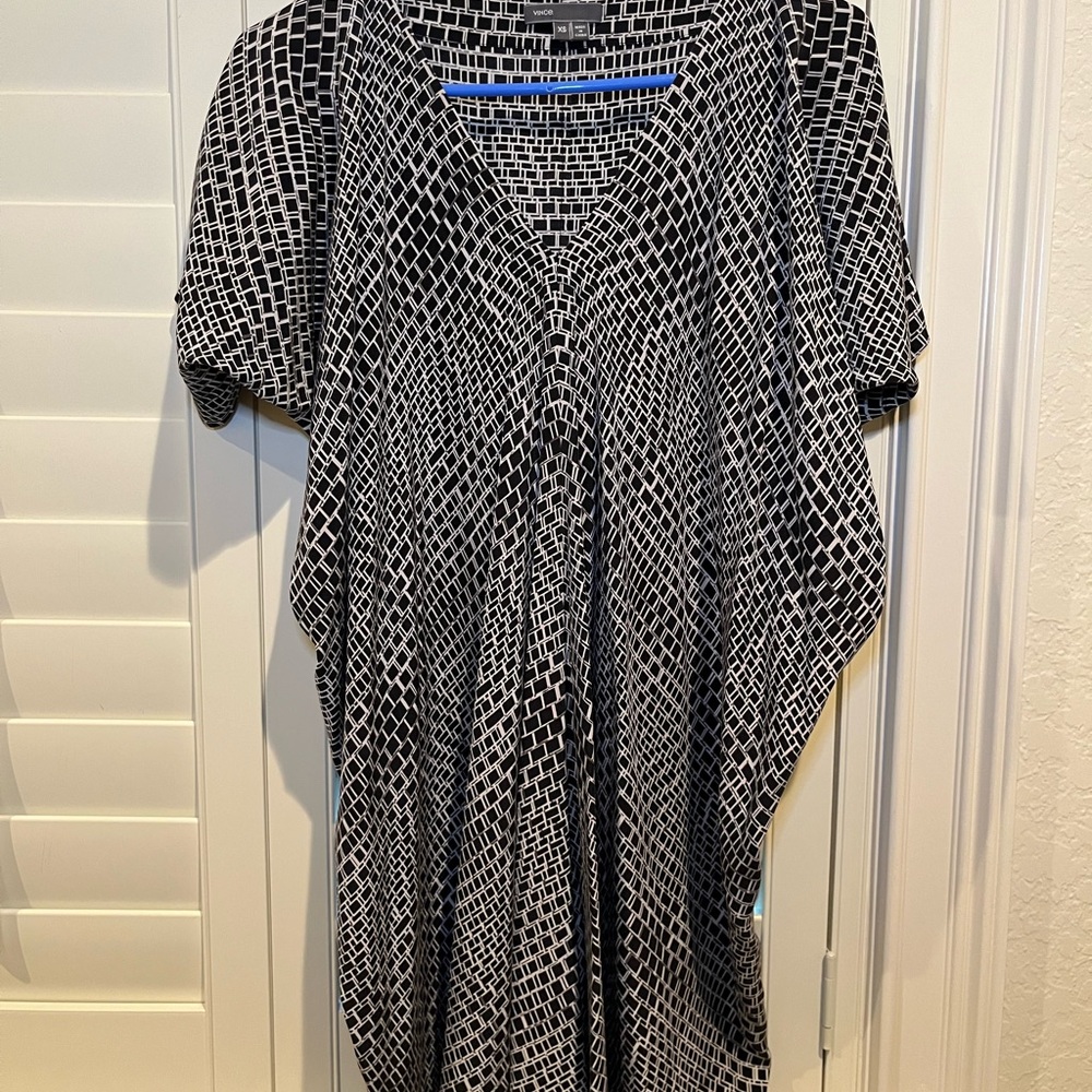 Vince Monochrome Grid Pattern Dress